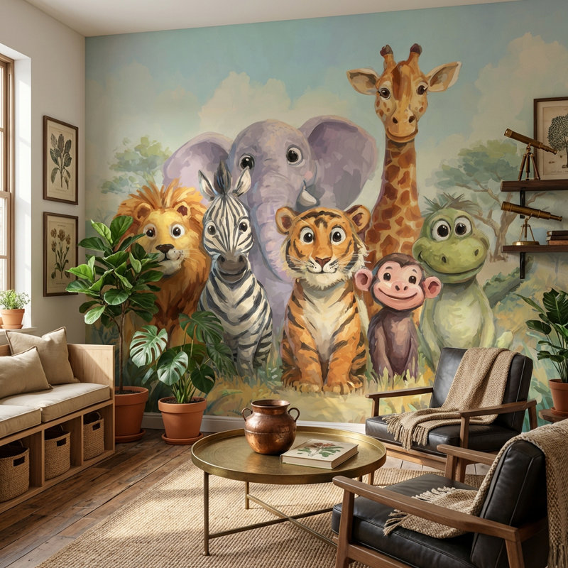 Papier peint animaux Playful, 160 po x 108 po, Non tissé
