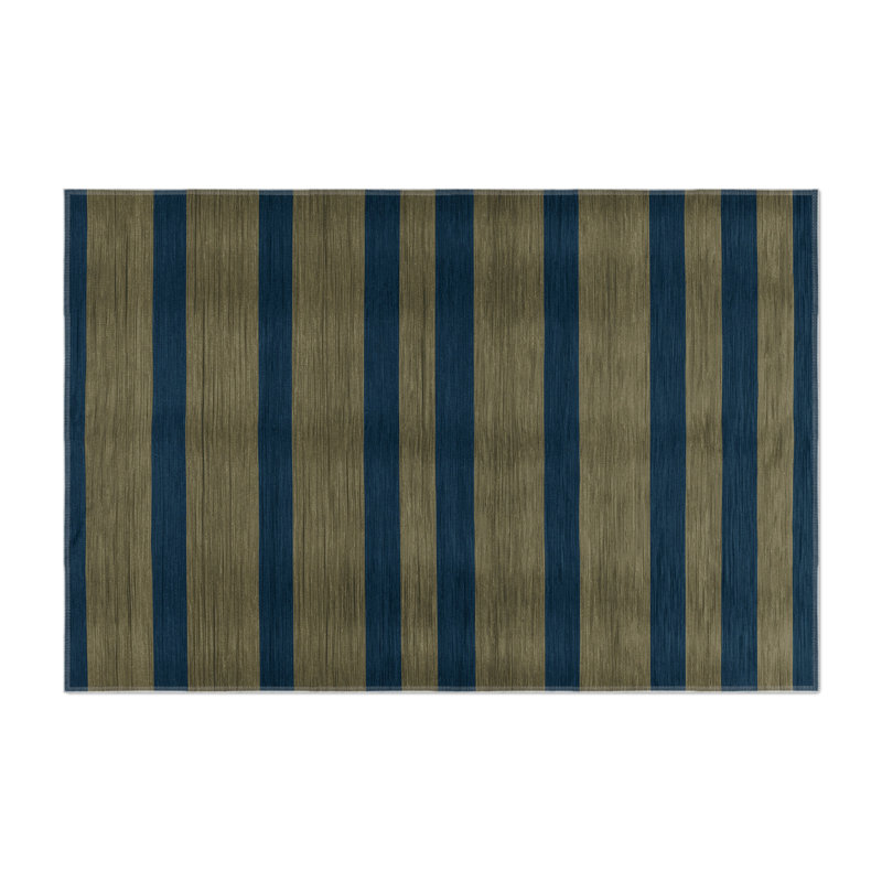 Tapis intérieur / extérieur bleu HorizontalStripes, Rectangulaire 3 pi x 5 pi