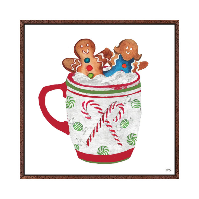 Gingerbread and a Mug Full of Cocoa I 1 Piece Painting on Canvas, 93.98 cm H x 93.98 cm W, Classic Brown Wood Framed