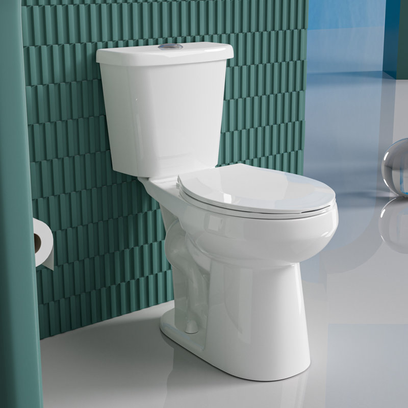19" ADA Height Compact Two Piece Tall Toilet for Seniors, 1.1/1.6 GPF Tornado Dual Flush, MAP 1000g, White, White