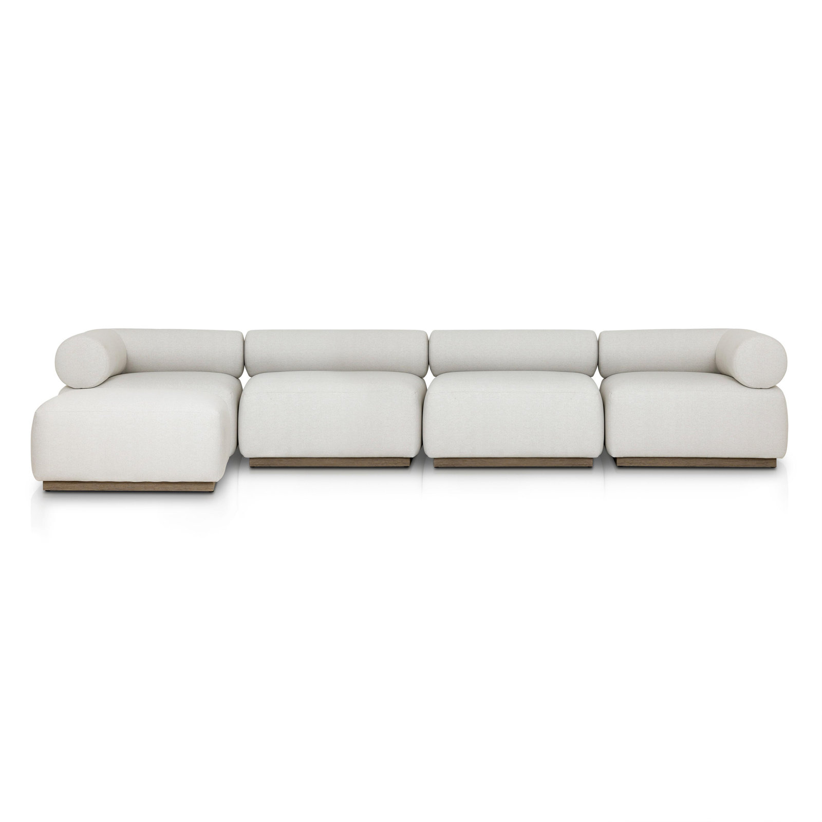 Anat Modular Upholstered Chaise L-Sectional, Cream Polypropylene/Olefin
