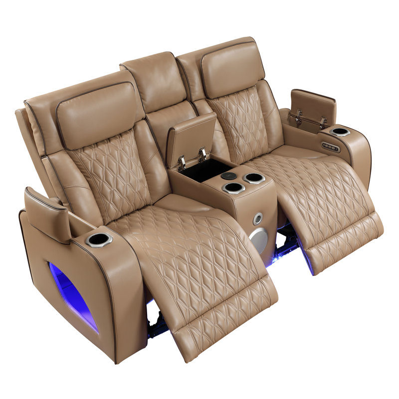 Masseur inclinable électrique 2PC Featherstone avec haut-parleur à DEL et Bluetooth Caramel, 2, Caramel