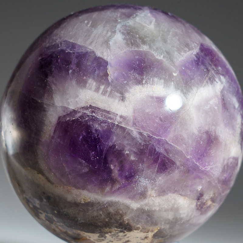 Polished Chevron Amethyst Sphere from Brazil, 3" H x 3" W x 3" D