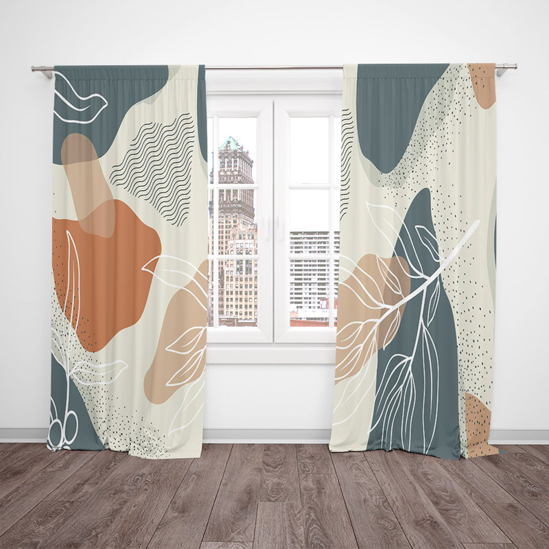 Paire de rideaux semi-transparents Art Deco Modernist, L 20 po x L 52 po