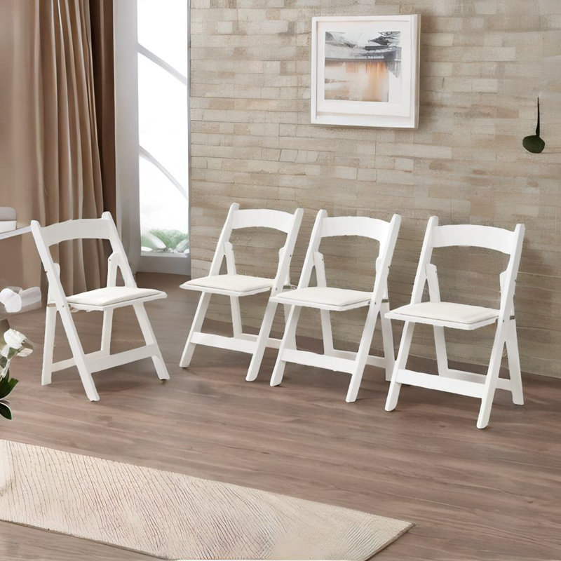 4pcs Upholstered Folding Chair, White