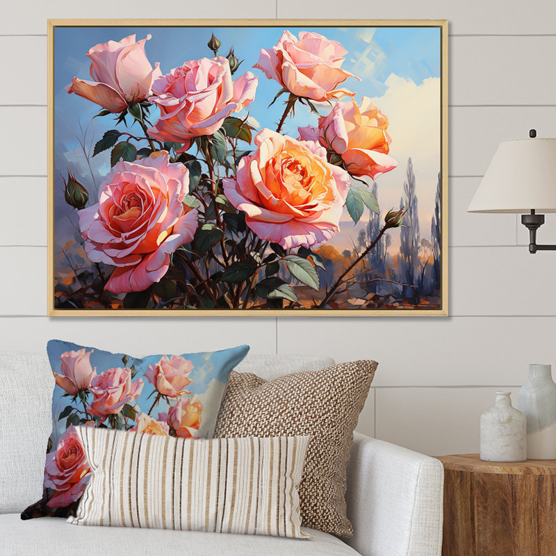 Minimalisme roses roses rêve II sur toile, H 30 po x l 40 po x P 1,5 po, Cadre naturel flottant
