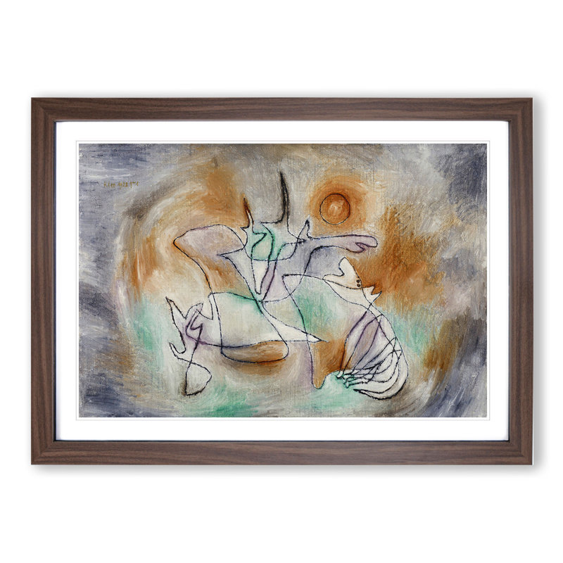 Howling Dog by Paul Klee - Picture Frame Painting, Walnut Framed, 48cm H x 65cm W x 2cm D