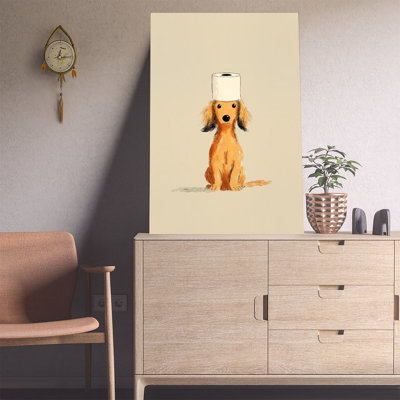 Canvas Wall Art Dog With Toilet Paper Roll Poster Vintage Poster Print Home Decor