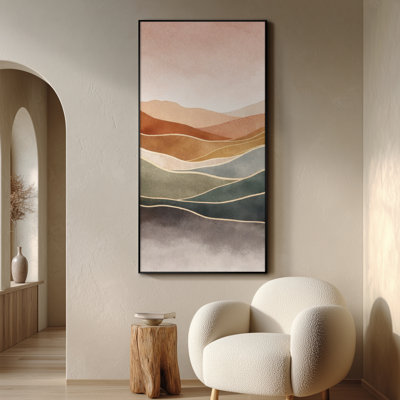 Layered Mountain Abstract Landscape Wall Art for Living Room or Bedroom - "Frame Assembly Required (Unfinished Frame)"