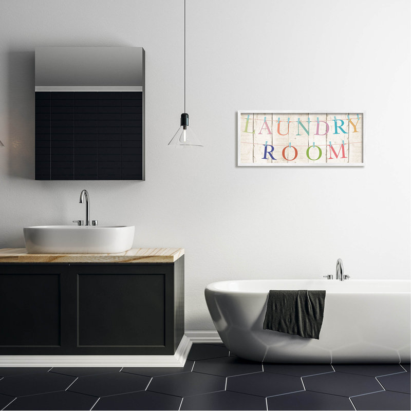 Blanchisserie, planche à linge, planche, art giclée par CAD, H 13 po x l 30 po x P 1,5 po, Giclée encadrée blanc bord de mer