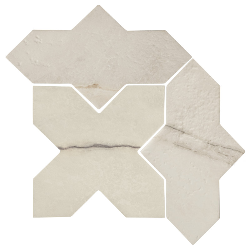 Istanbul Templar Shield With Cross 8-3/8 In. X 8-3/8 In. Porcelain Floor And Wall Tile Kit, White/Gray