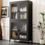 Armoire de rangement classique en métal, vitrine avec 4 portes en verre