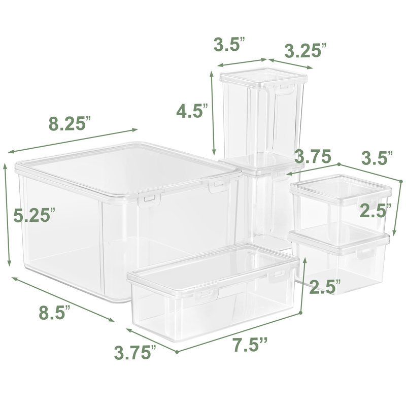  Ensemble de rangement Sorbus avec couvercles sécurisés - bacs en plastique empilables transparents - paquet de 6