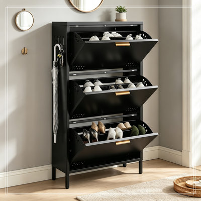 Armoire à chaussures avec 3 tiroirs rabattables