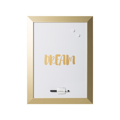 MasterVision Kamashi "Dream" citation tableau blanc magnétique effaçable à sec avec marqueur, gomme et 2 aimants, décoration intérieure, 24 po x 18 po, cadre en bois doré
