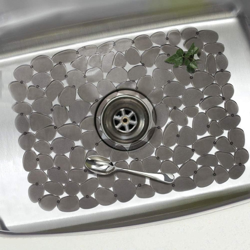 Sink Mat – Grey – 2 Pack, Pebble PVC, Sink Protector, Dishwasher Safe, For Stainless Steel & Ceramic Sinks, Dish Drying Mat For Dishes & Glassware