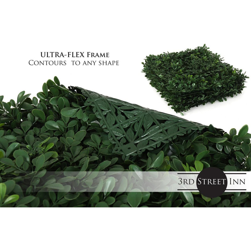 Feuillage vert artificiel Banyan protégé contre les rayons UV pour la décoration extérieure. Panneaux de 20 po x 20 po (ensemble de 12)