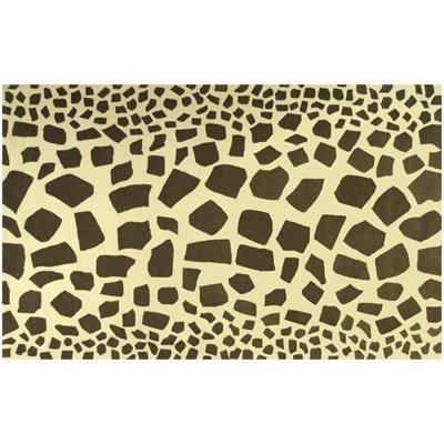 Imprimé animal Touffeté à la main en laine et en soie jaune/brun Tapis décoratif