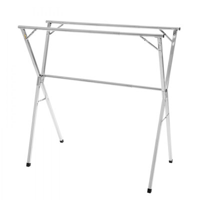 Clothes Drying Rack, 2-Tier Telescopic Laundry Dryer Rack, Stainless Steel Drying Racks with 30 Windproof Holes and 2 Shoe Hooks, Free-Standing and Portable Hanger for Outdoor & Indoor Use