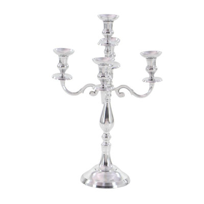 Aluminum Metal Scrolled Decorative Silver Candelabra