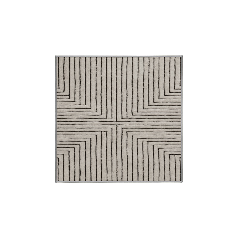 Machine Washable Gray Area Rug, Square 3'