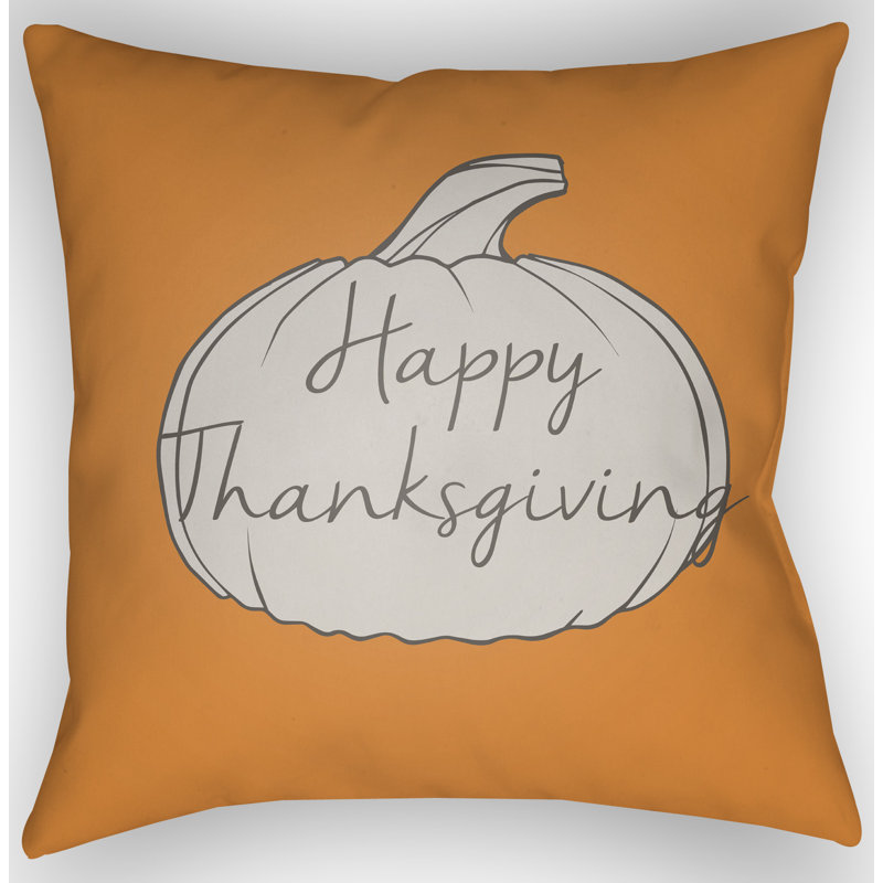 Reversible Throw Pillow, 18" H x 18" W x 4" D, Orange/Gray