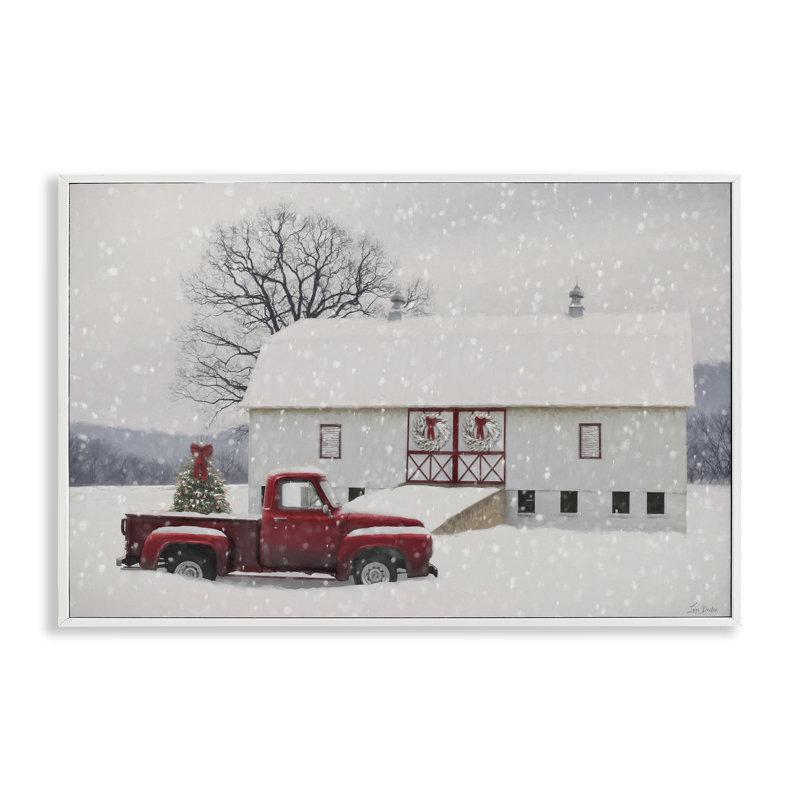 «Snowy Farmhouse on Christmas», estampe numérique encadrée, design par Lori Deiter, H 12 po x l 18 po