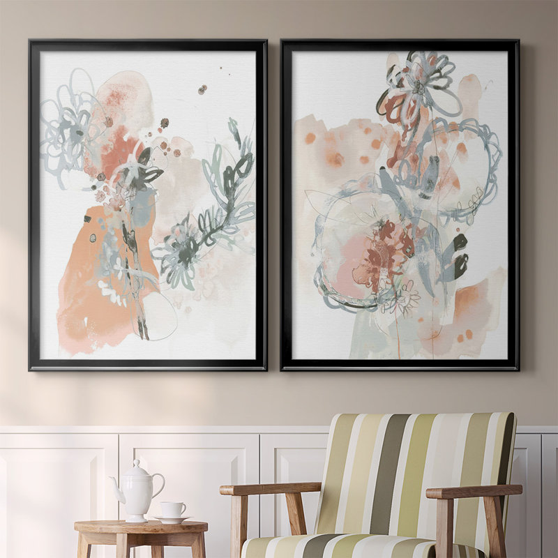 «Petal Drift I», ensemble de 2 reproductions de cadres rectangulaires sur toile, Noir, H 30,5 po x l 45 po x P 1,25 po