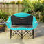 Double chaise de camping pour adultes, chaise de camping pliante rembourrée avec accoudoirs, porte-gobelets, vert