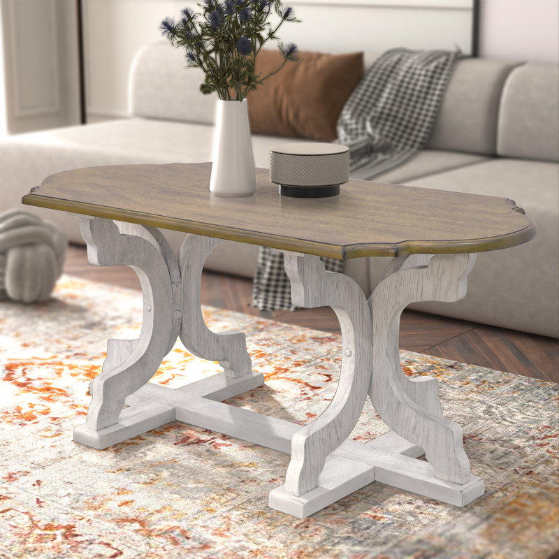 Vesely Saylor Solid Wood Coffee Table, Anti White/Antique Oak