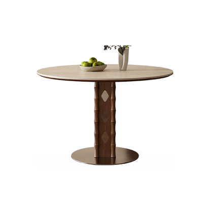 White; Walnut Round Sintered Stone Dining table