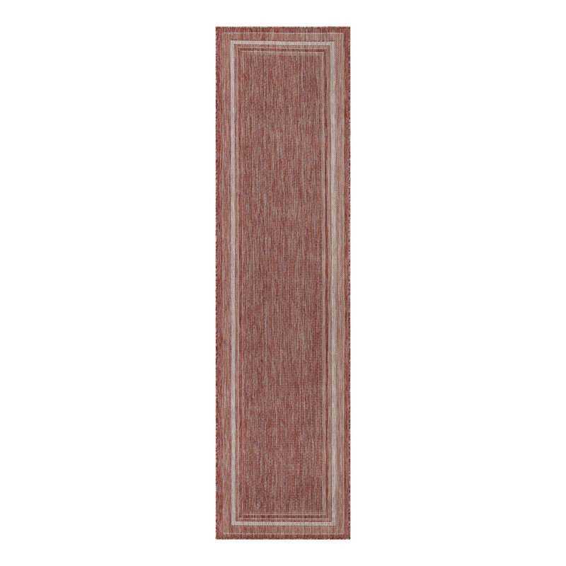 Reyhan Rust Red Indoor / Outdoor Area Rug, Runner 2'7" x 10'