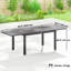 Table de salle à manger extensible pour l'extérieur, table de patio en verre, noir
