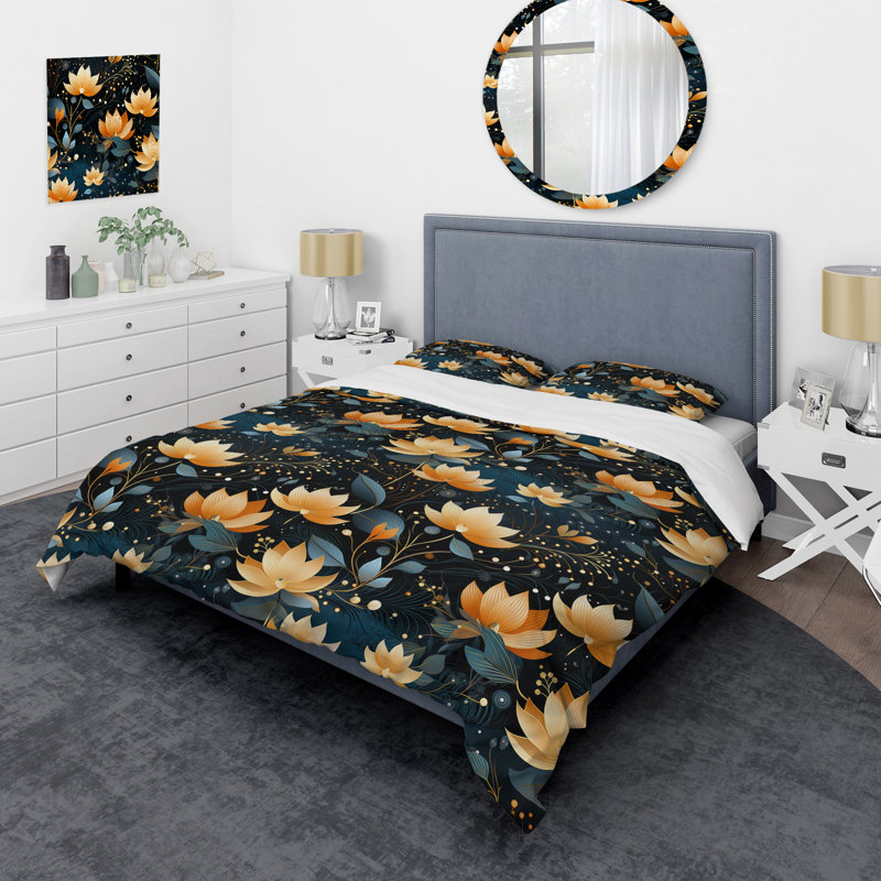 Sacred Silence Mediation - Ensemble de housse de couette floral - Polyester en microfibre