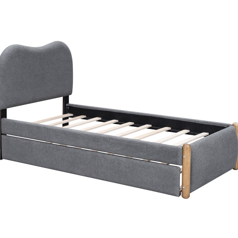 Lit simple tapissier avec tête de lit et lit gigogne - Conception et confort de conception de lit plateforme, aucun sommier nécessaire