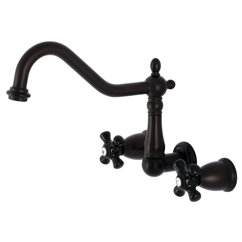 Kingston Brass Duchess Double-Handle 3-Hole Wall-Mount Kitchen Faucet, Oil Rubbed Bronze