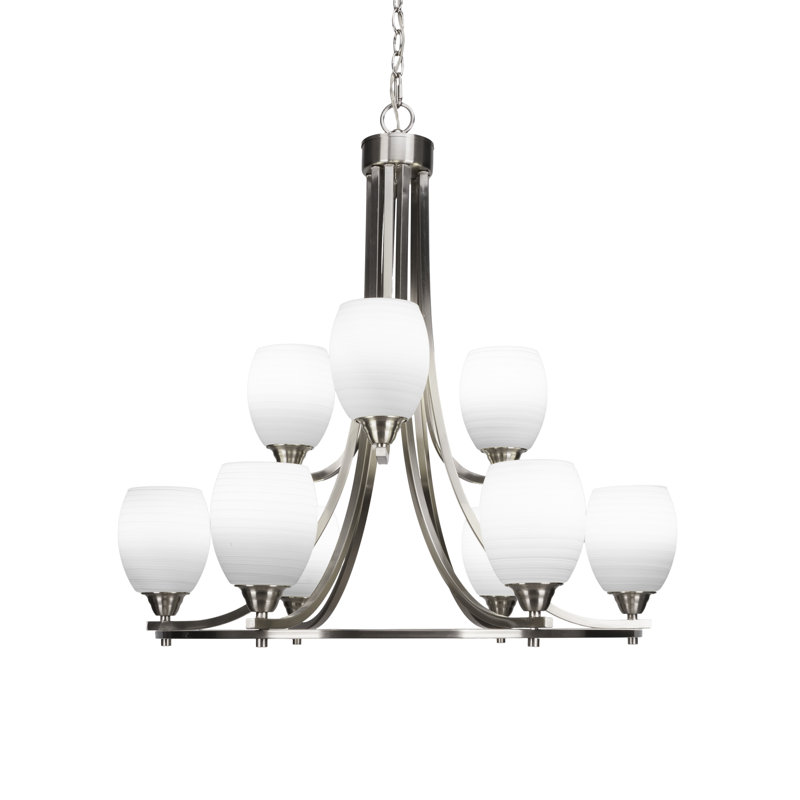 Lustre 9 lumières, Nickel brossé