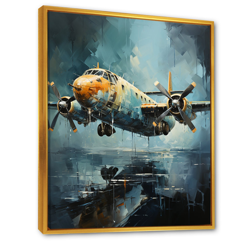 Reconnaissance aérienne d'un avion militaire II sur toile, Cadre flottant doré, H 44 po x l 34 po x P 1,5 po