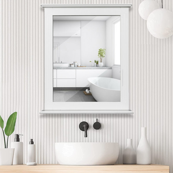 Wervin Beveled Lighted with Shelves Bathroom Mirror