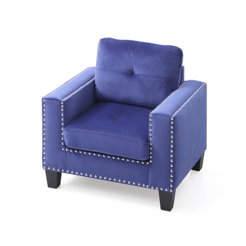 Caceres Velvet Armchair, Navy Blue