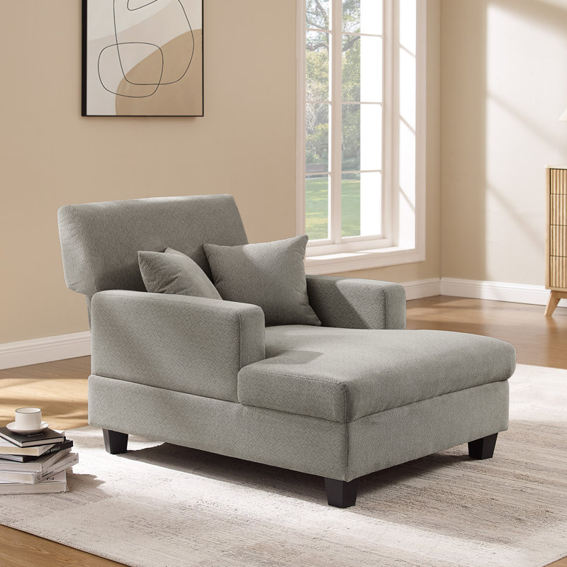 Chaise longue rembourrée en tissu 39,76 po, Gris chenille