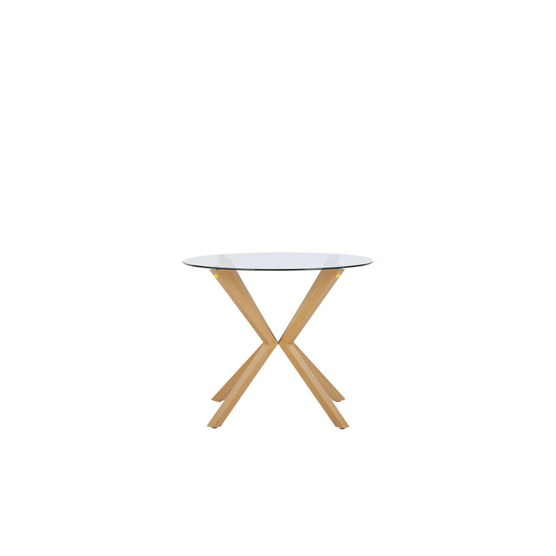 Aureon Round Glass Top Metal Base Dining Table