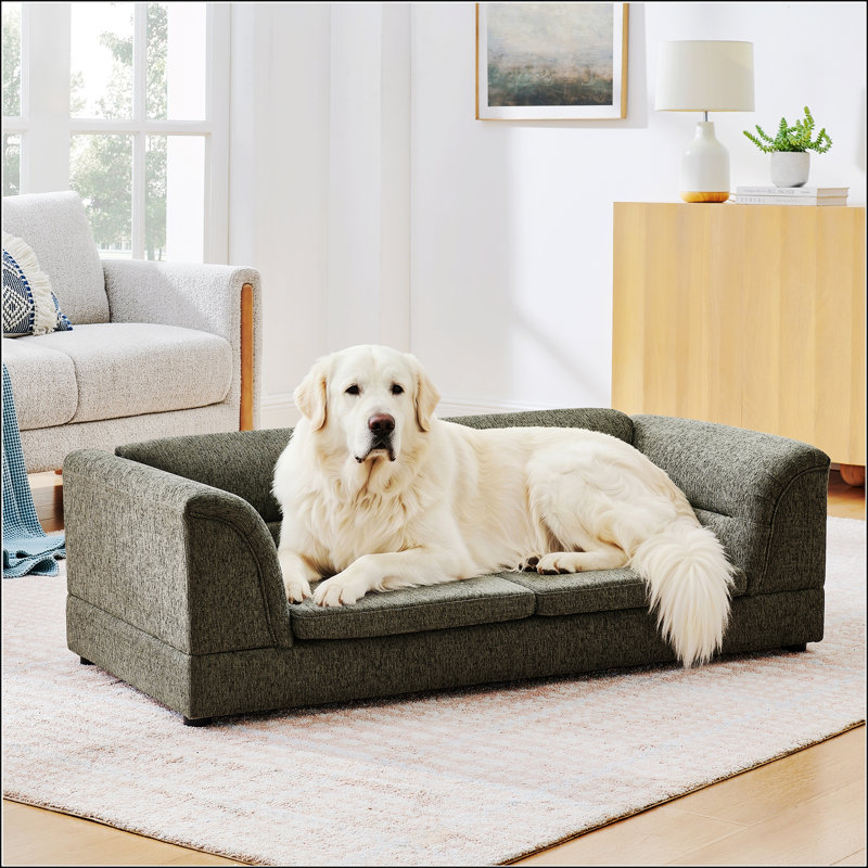 Canapé pour animal de compagnie, canapé pour chien rectangulaire, canapé pour chien, Gris foncé