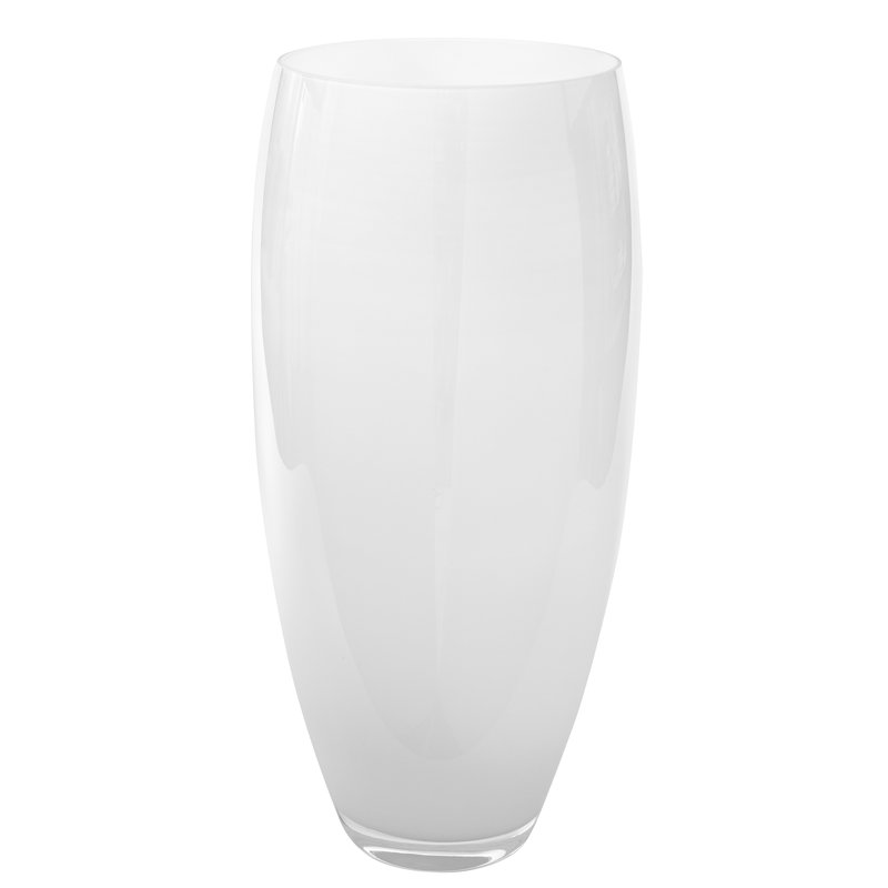Africa Handmade Glass Table Vase, 40cm H x 21cm W x 21cm D, White