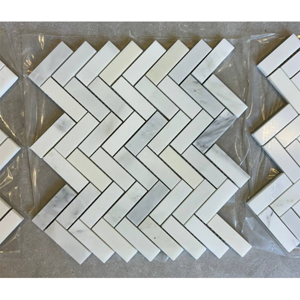 Statuary 1x3 Herringbone Marble Mosaic Tile