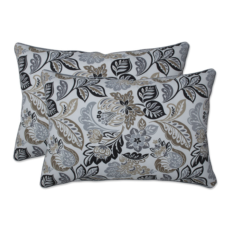 Dailey Pewter Gingham Outdoor Throw Pillow, Gray, 16.5" x 24.5"