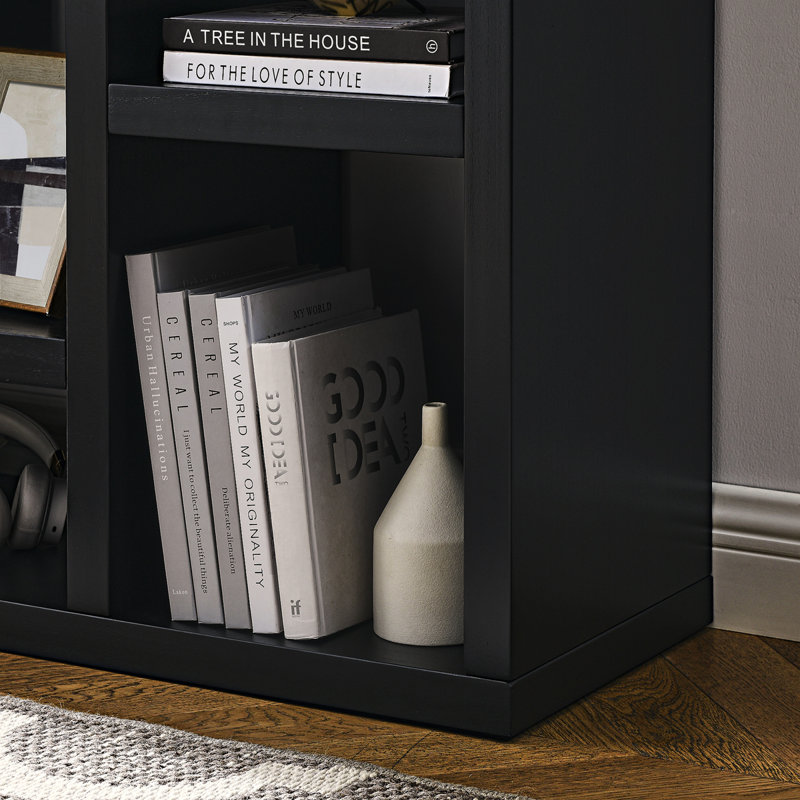 Black Manufactured Wood 7-Cube Freestanding Bookcase