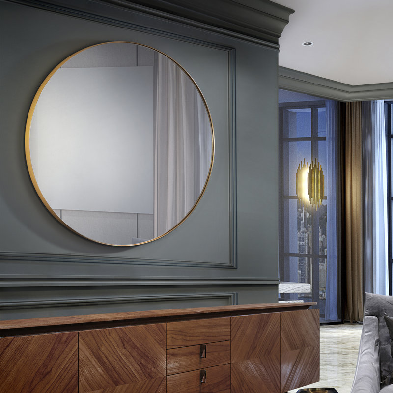 Averill Engineered Wood Wall Mirror, Gold
