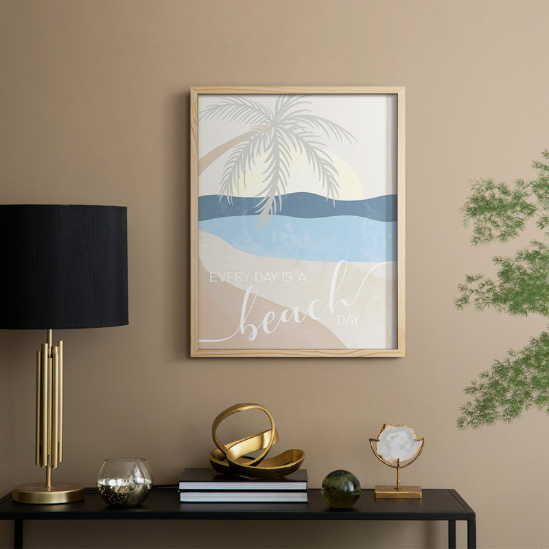 Beach Day Framed Print - Solid Wood, Natural, H 15 po x l 12 po