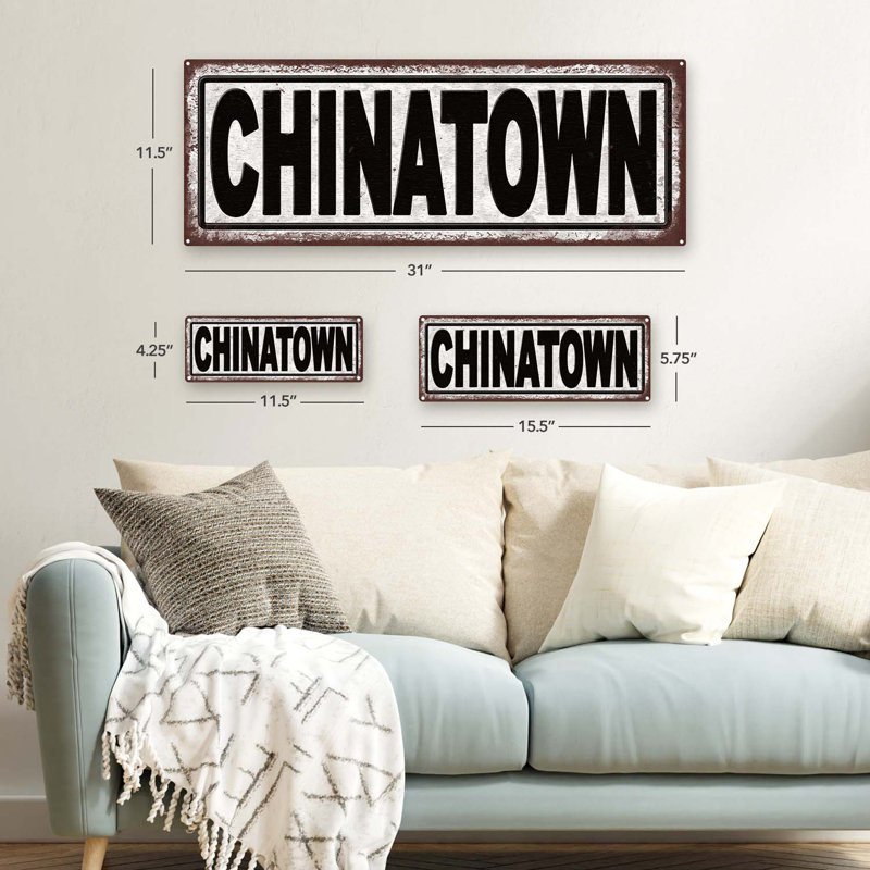 " Distressed, Chinatown Metal Sign "
